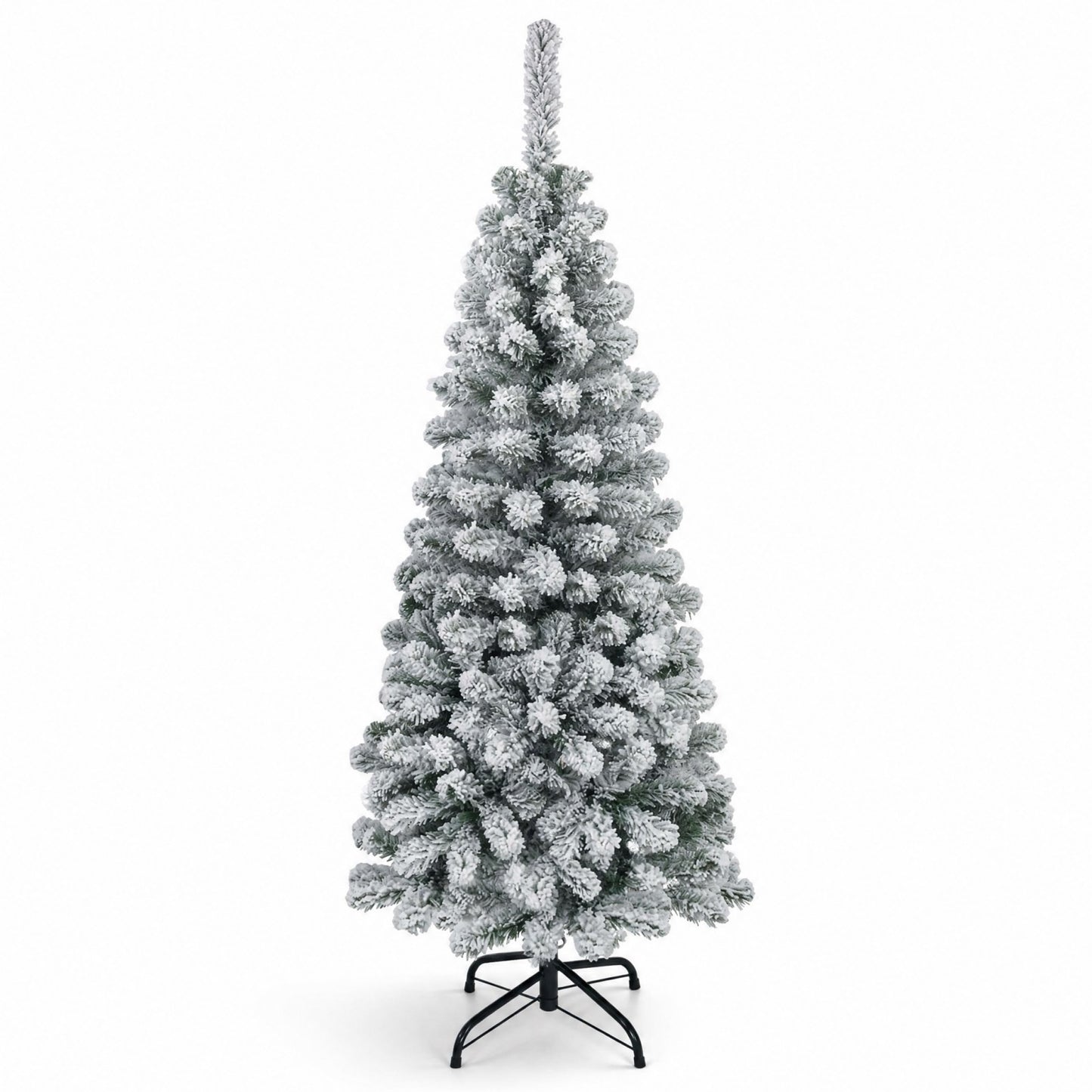 Giantex 4.5 FT Hinged Flocked Pencil Christmas Tree Unlit, White