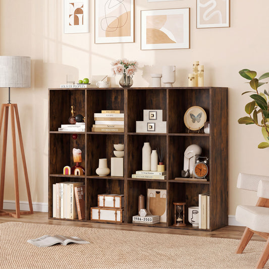 Giantex 6-Cube Bookshelf, 3-tier Bookcase Organizer, Free-standing Storage Shelf, Display Shelf Storage Unit, Brown
