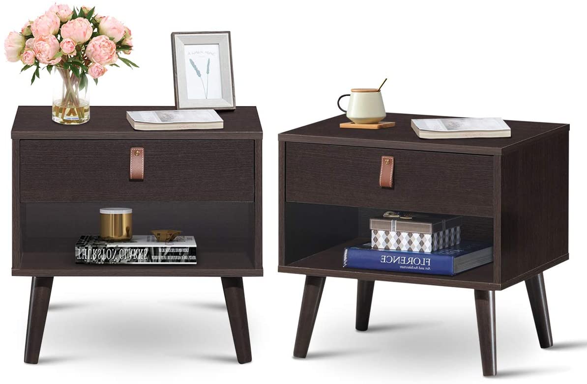 Giantex Drawer Storage Nightstand Bedside Cabinet Furniture, End Side Table Chest, Perfect for Home, Bedroom Living Room