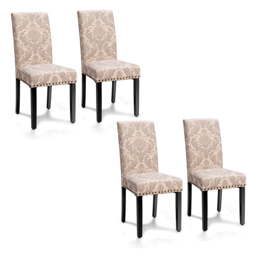 Giantex 2 set of Fabric Dining Chairs Upholstered Nailhead Trim,Wood Sponge,Linen Fabric for Home, Restaurant and Cafe use
