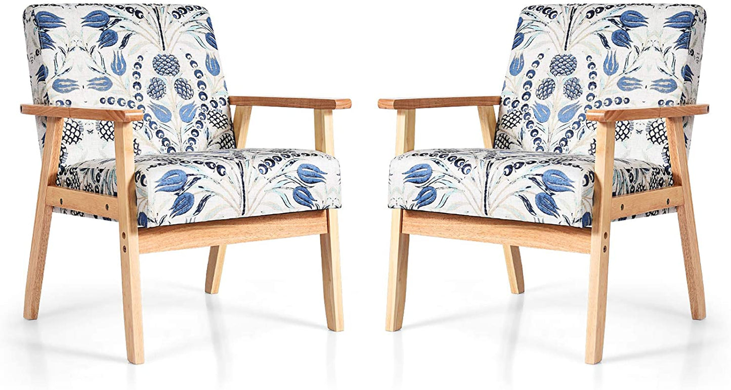 Giantex 2 Modern Upholstered Loveseat, Fabric Loveseat Sofa Recliner Couch Wooden 2-Seat Armchair, Accent Chair for Home and Office, Navy