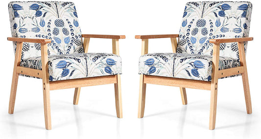 Giantex 2 Modern Upholstered Loveseat, Fabric Loveseat Sofa Recliner Couch Wooden 2-Seat Armchair, Accent Chair for Home and Office, Navy