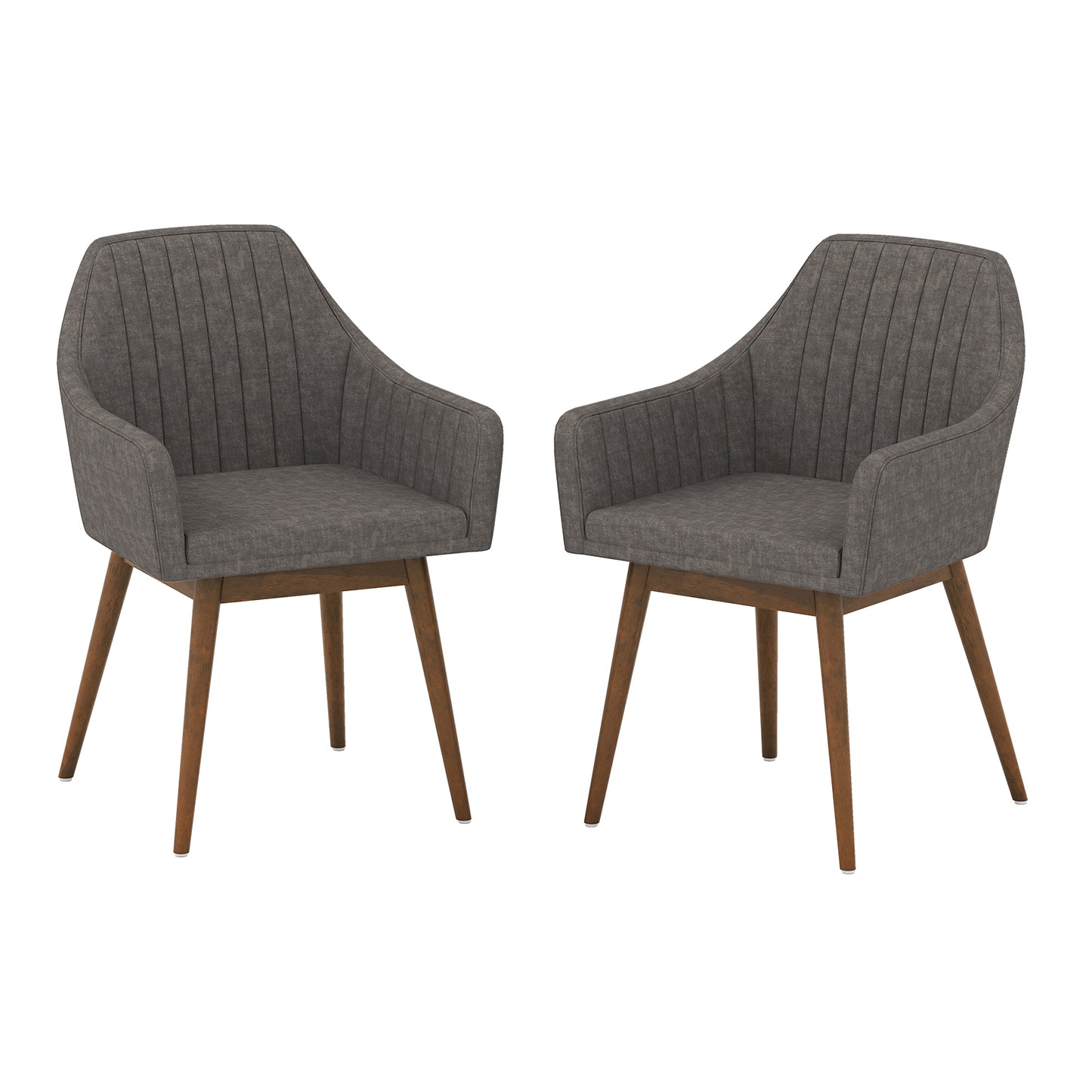 Giantex 2 Pieces Upholstered Accent Chairs, Modern Dining Chairs, Mid Century Leisure Chairs, Gray