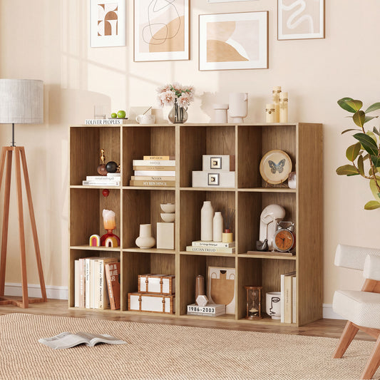 Giantex 6-Cube Bookshelf, 3-tier Bookcase Organizer, Free-standing Storage Shelf, Display Shelf Storage Unit, Natural