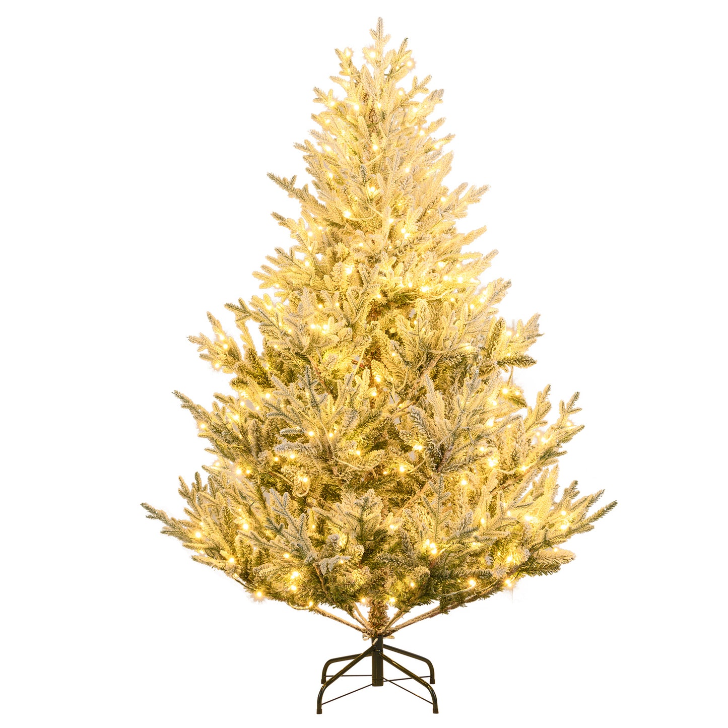 Giantex 6 FT Artificial Christmas Tree with 762 Flocked Tips, 340 LED Lights, Metal Stand