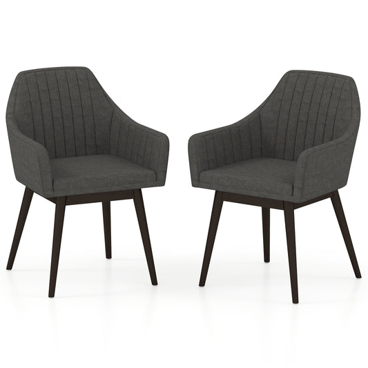 Giantex 2 Pieces Upholstered Accent Chairs, Modern Dining Chairs, Mid Century Leisure Chairs, Dark Gray