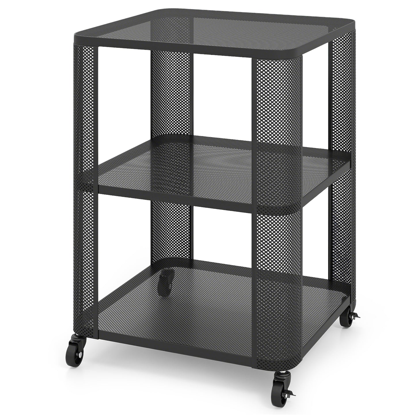 Giantex Rolling End Table, Small Nightstand Bedside Table w/Open Storage Shelves & Sturdy Metal Frame