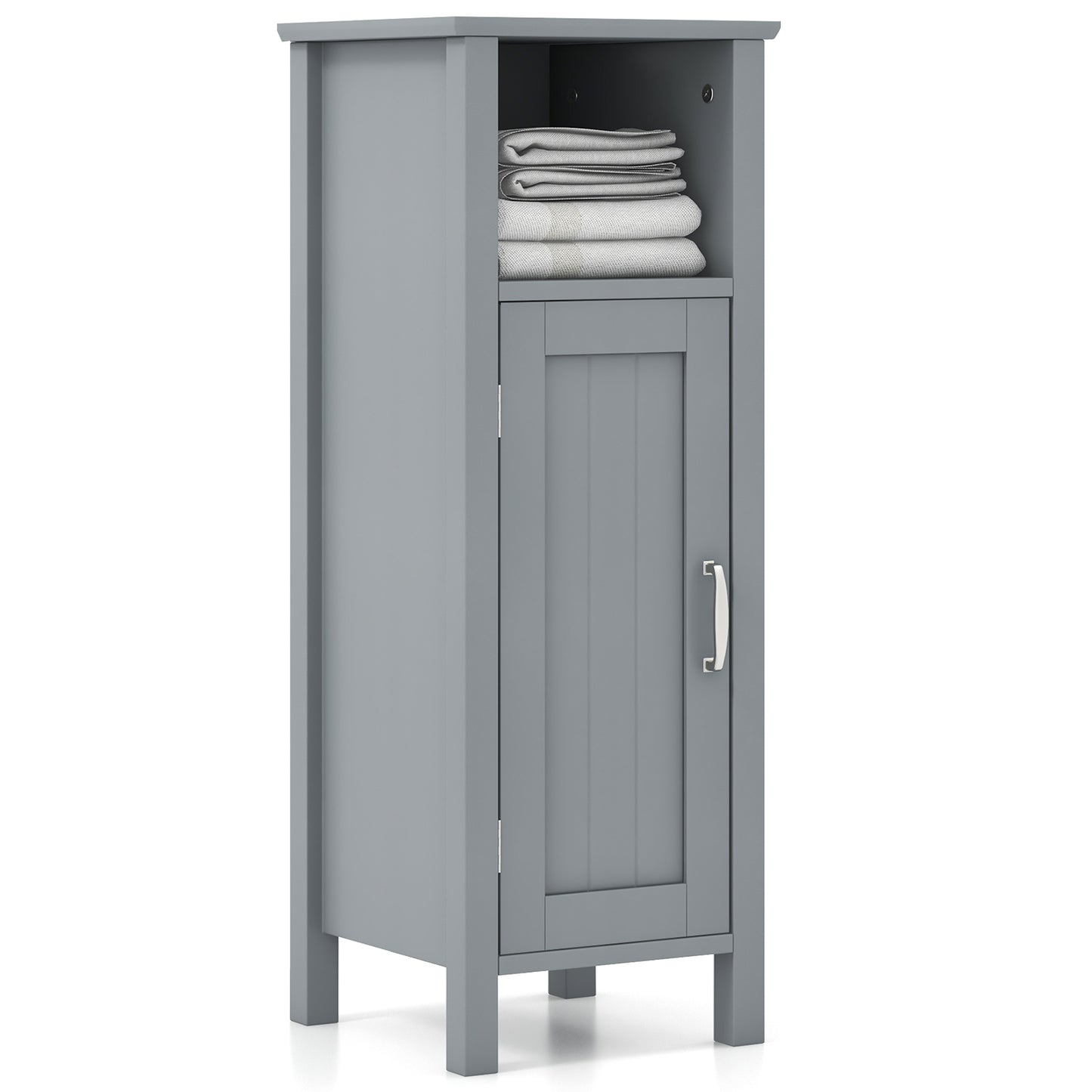 Giantex Bathroom Floor Cabinet, Free Standing Side Storage Cabinet with Single Door & Adjustable Inner Shelf, Equipped with Anti-toppling Fitting, 12 x 12 x 31.5 inches (Gray)