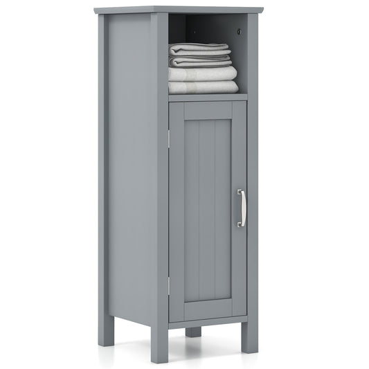 Giantex Bathroom Floor Cabinet, Free Standing Side Storage Cabinet with Single Door & Adjustable Inner Shelf, Equipped with Anti-toppling Fitting, 12 x 12 x 31.5 inches (Gray)