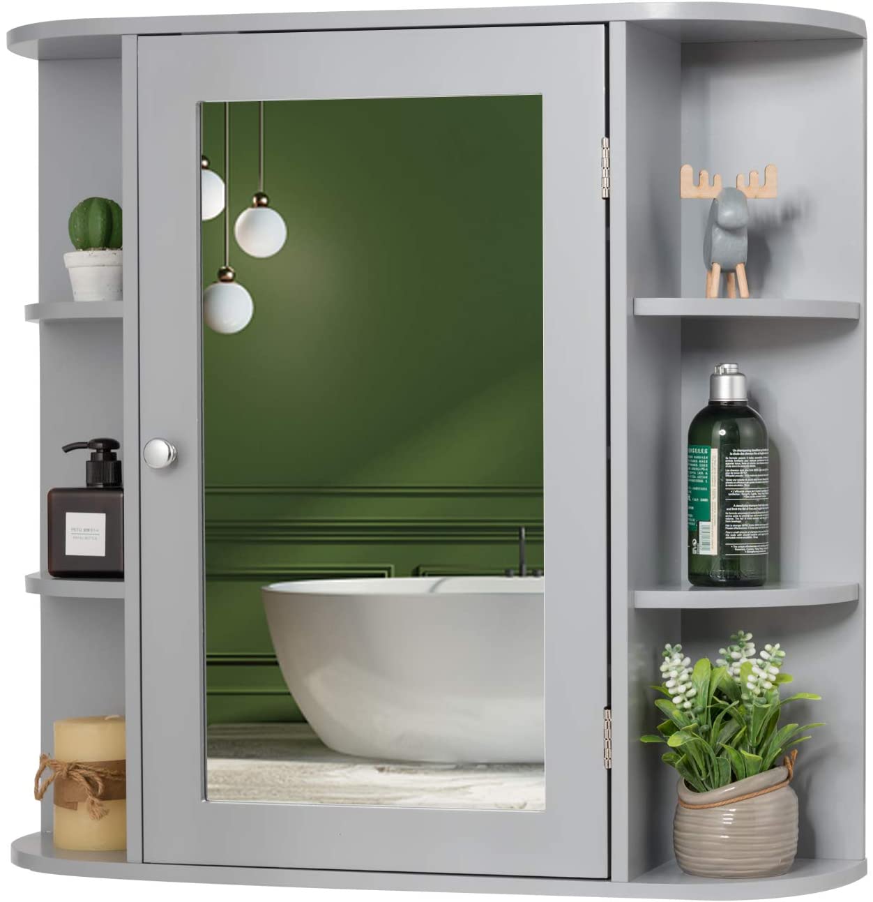 Giantex Bathroom Mirror Cabinet, Modern Wall Cabinet with Mirror, Medicine Cabinet with Mirror, Ideal for Bathroom, Dressing Room or Living Room, 26 x 6.5 x 25 inches