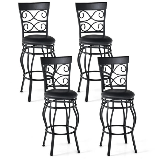 Giantex Bar Stools Set of 4, Retro Style Bar Height 360 Degree Swivel Barstool with Leather Padded Seat, Comfortable Metal Chair for Home, Restaurant, Pub or Bistro, 21.5 x 21.5 x 45.5 inches