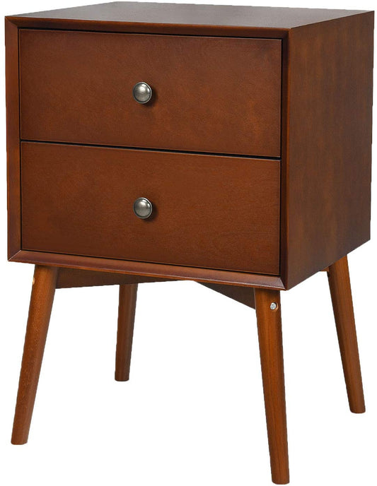 Giantex 2-Drawer Nightstand, Mid Century Modern Style Bedside Table, Compact Accent Sofa Side Table for Bedroom, Living Room, Sitting Room or Office, 18 x 15 x 27 inches (1)