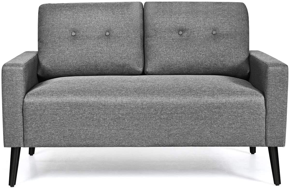Giantex Mid-Century Loveseat, Fabric Modern Upholstered Loveseat Sofa Couch 2-Seat Armchair for Living Room Office