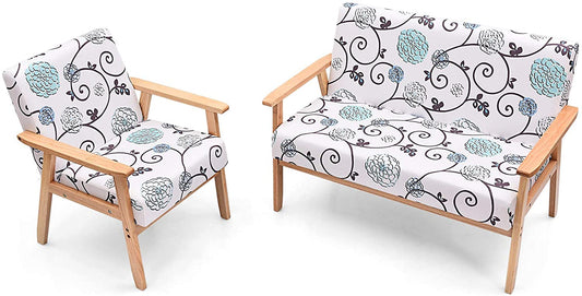 Giantex Fabric Upholstered Loveseat,  Modern Loveseat Sofa Recliner Couch Wooden 2-Seat Armchair, Accent Chair for Home Office