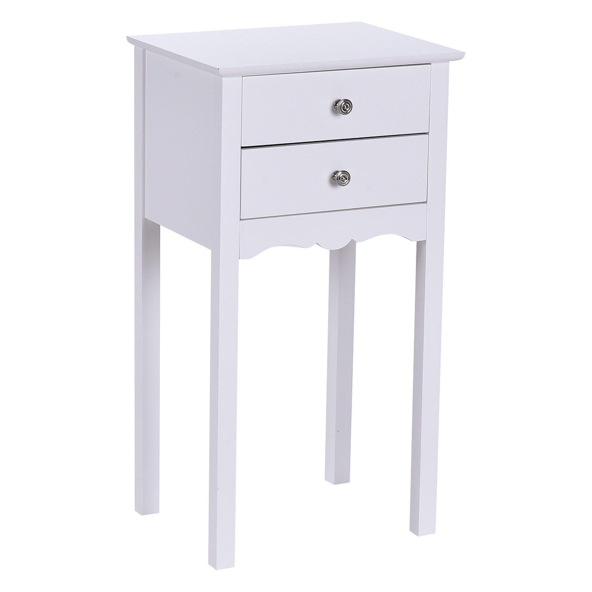 Giantex Wood Nightstand, End Table with Storage Cabinet and Drawer, Side Table Accent Table for Bedroom, Living Room, Hallway, Entryway, Closets, White