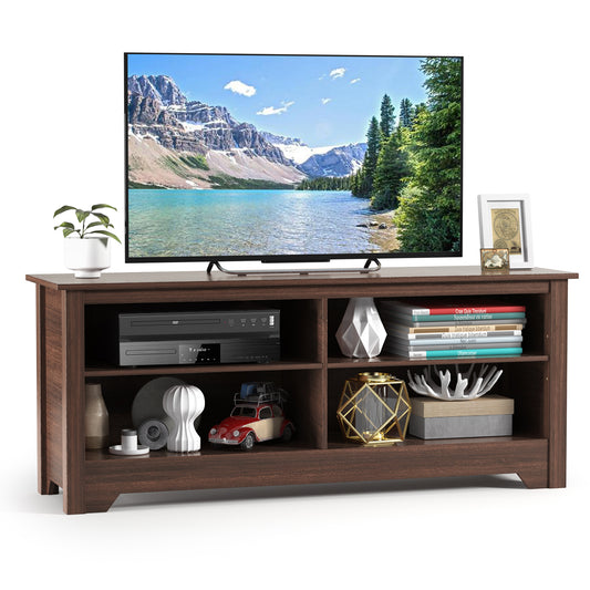 Giantex 4 Cubby TV Stand Media Console for up to 65'' Flat Screen, Living Room Entertainment Center w/ Cable Management Holes, Ample Storage Space, Adjustable Shelf, Thickened Board, Farmhouse Style