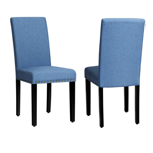 Giantex Fabric Dining Chairs Upholstered Nailhead Trim,Wood,Sponge,Linen Fabric,Home, Restaurant and Cafe use