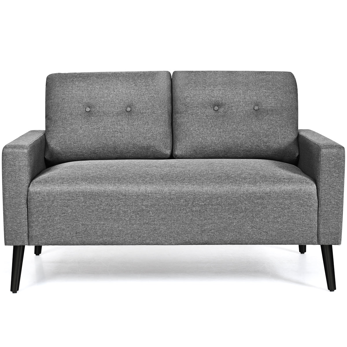 Giantex Loveseat Sofa, 55¡¯¡¯ 2 Seat Modern Sofa Couch with Cushions, Rubber Wooden Legs and Button Trim, Modern Cushioned Double Seat Sofa Sleeper, Suitable for Home and Office, Grey