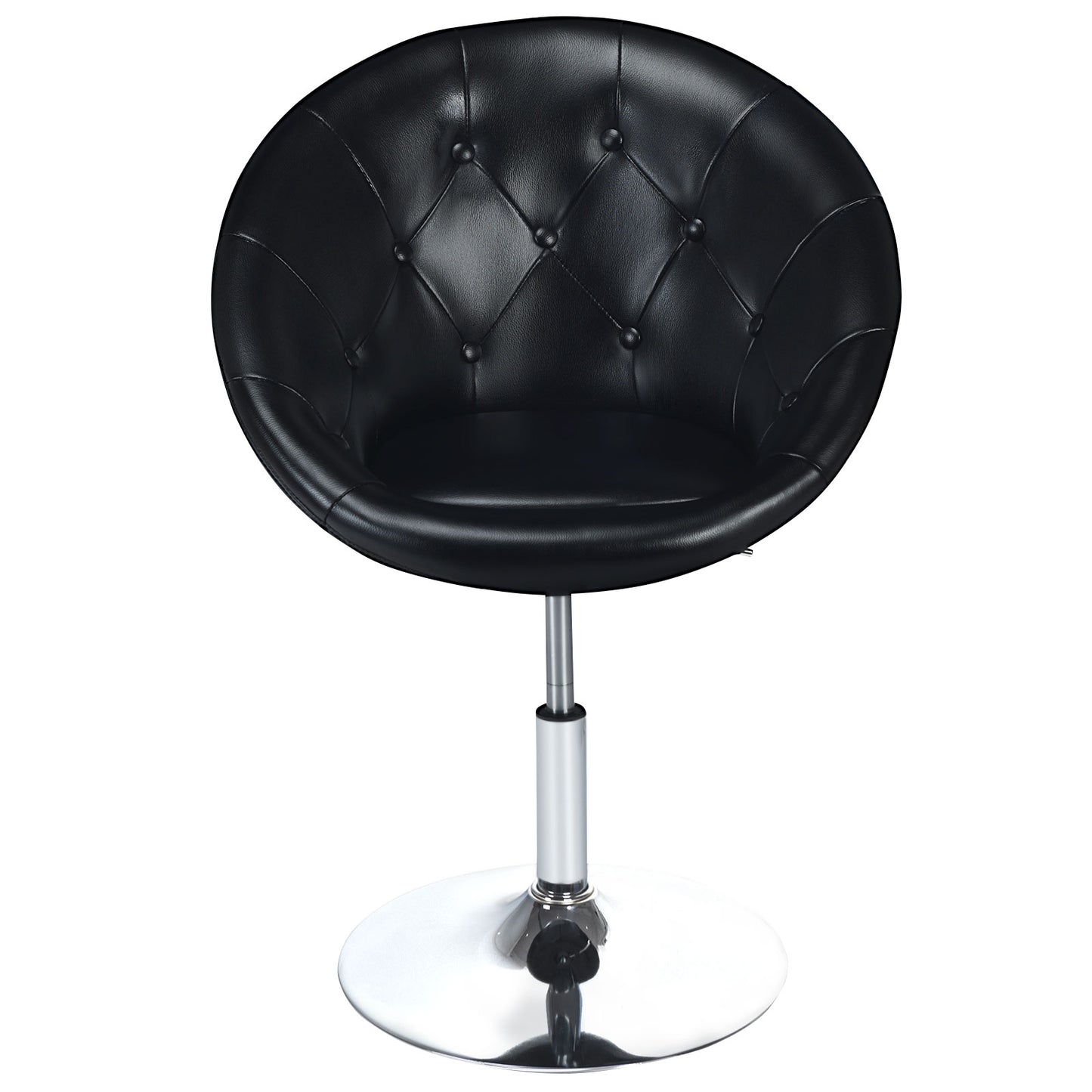 Giantex 1 PC Modern Adjustable Swivel Round PU Leather Chair-Black