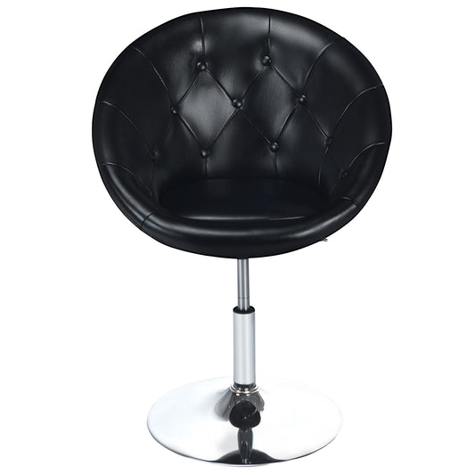 Giantex 1 PC Modern Adjustable Swivel Round PU Leather Chair-Black