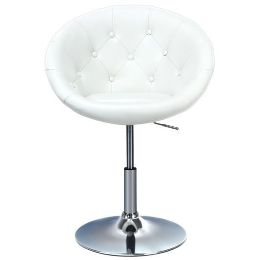 Giantex 1Pc Adjustable Modern Swivel Round Tufted-White