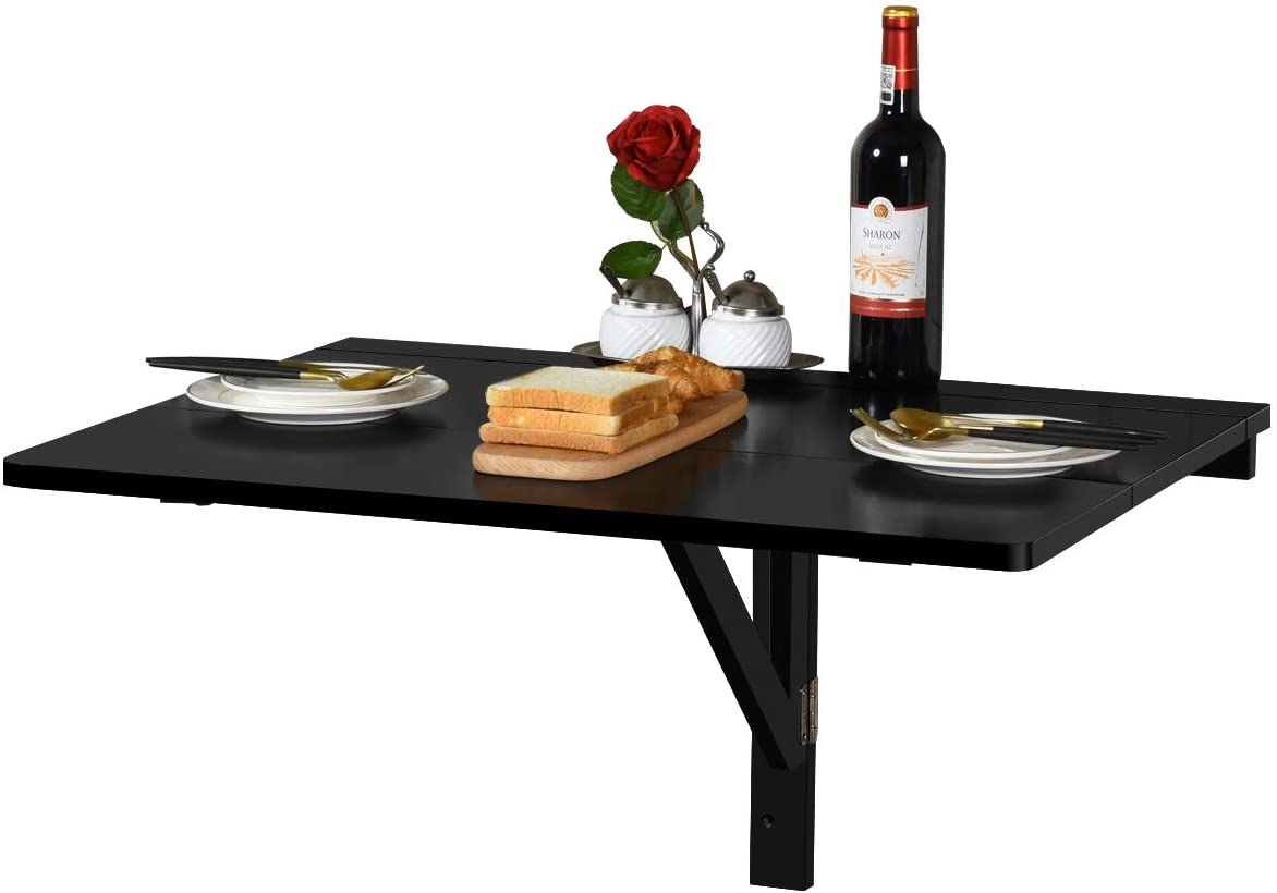 Giantex Folding Table Laptop Desk, Space Saving Hanging Table for Study, Bedroom, Bathroom or Balcony, Coffee