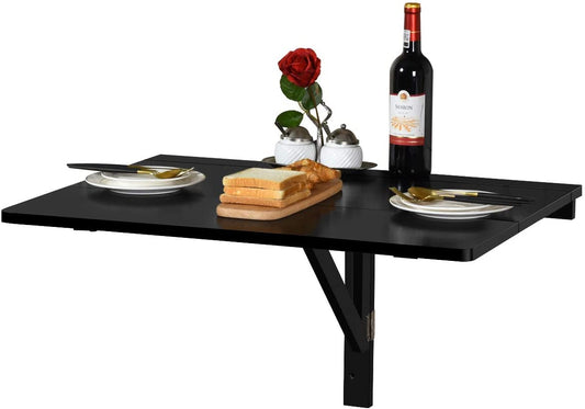 Giantex Folding Table Laptop Desk, Space Saving Hanging Table for Study, Bedroom, Bathroom or Balcony, Coffee