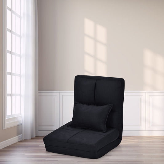 Giantex Triple Fold Down Sofa Bed, Adjustable Floor Couch Sofa with One Pillow, 6 Reclining Position, Convertible Upholstered Guest Sleeper, Modern Folding Lounge Chaise for Living Room and Bedroom, Black