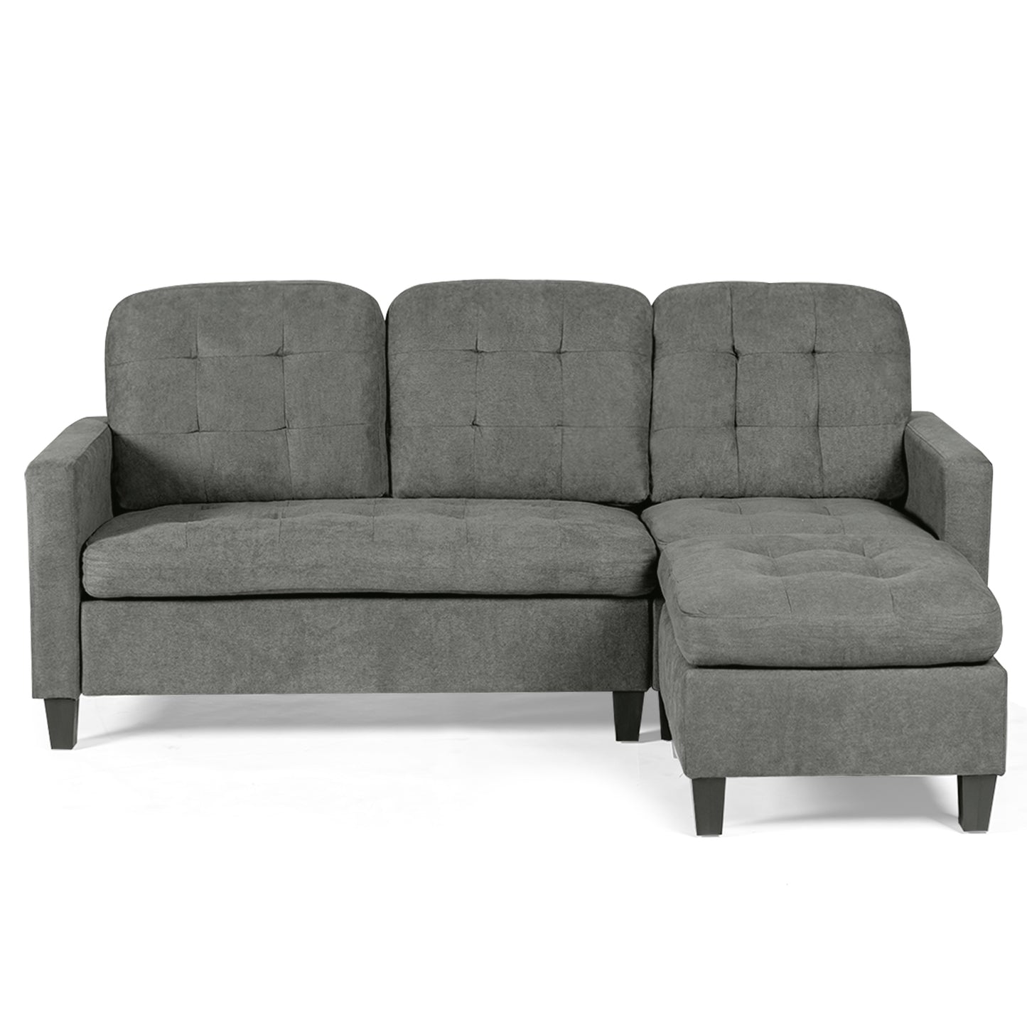 Giantex Convertible Sectional Sofa W/ Massage Back Cushion & Reversible Chaise, Premium Linen Fabric W/ Soft Tactility, Sturdy Construction, Classic Design, Upgraded Comfort, for Small Space, Beige