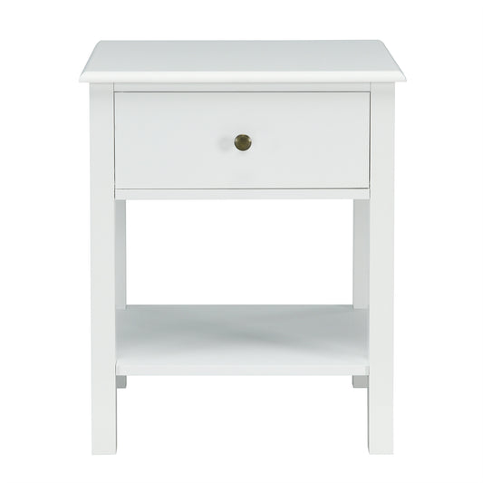 Giantex Nightstand W/Drawer and Shelf, Stable Frame Storage Cabinet for Bedroom, Modern Beside Sofa Accent End Table(1,White)