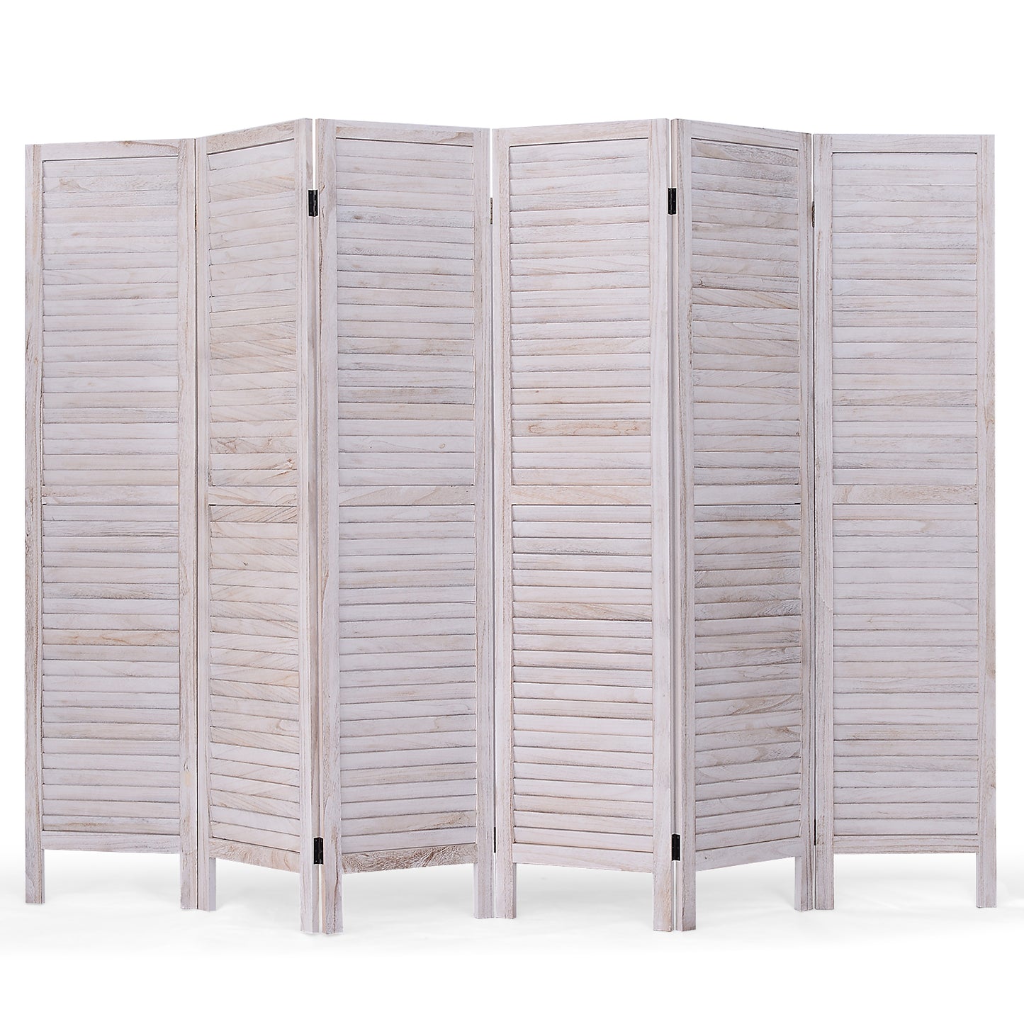 Giantex 6 Panel Wood Room Divider, 5.6 Ft Tall Oriental Folding Freestanding Partition Privicy Room Dividers Screen for Home, Office, Restaurant, Bedroom (White)