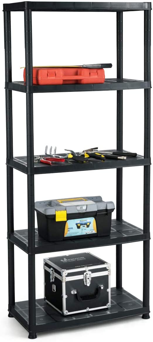 Giantex 5-Tier Storage Shelving Freestanding Heavy Duty Rack,Black