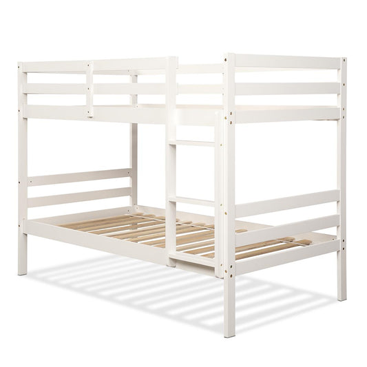 Giantex Twin Bunk Bed, Solid Wood Twin Over Twin Bunk Bed for Kids, Children Bunk Beds with with Ladder and Safety Rail