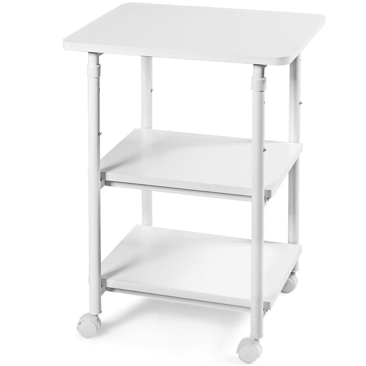 Giantex 3-Tier Adjustable Printer Stand, Rolling Printer Cart with 2 Storage Shelves, Mobile Machine Stand Storage Rack for Home Office