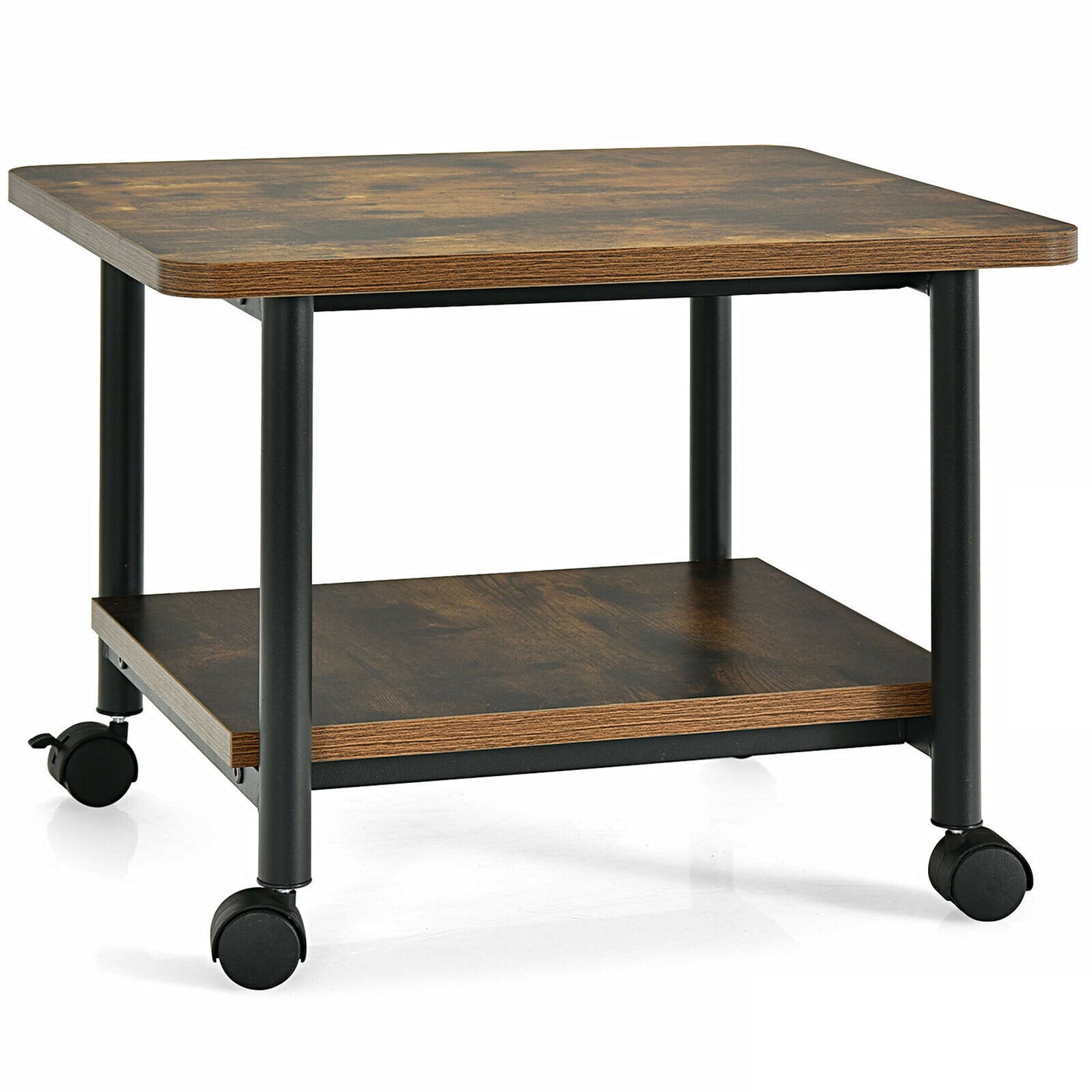 Giantex 2-Tier Printer Stand, Under Desk Rolling Printer Cart with 2 Storage Shelves, Mobile Machine Stand Storage Rack for Home Office