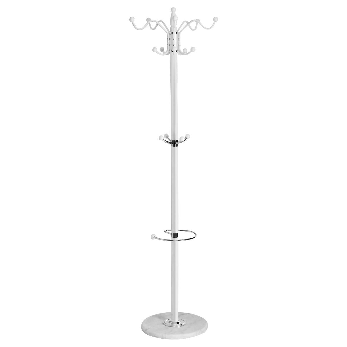 Giantex 70¡±Metal Coat Rack Stand, Hat & Coat Hanger w/14 Hooks, Free Standing Organizer Rack w/Stable Marble Base, White