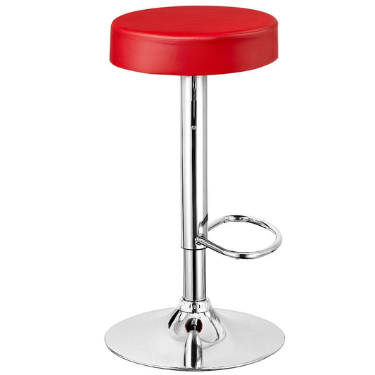 Giantex 1 PC Bar Stool, Modern Swivel Backless Round Barstool, PU Leather Armless bar Chair with Height Adjustable, Chrome Footrest, Sturdy Metal Frame for Kitchen Dining Living Bistro Pub, Red