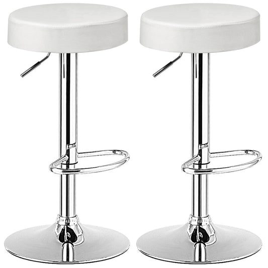 Giantex 2 PC Bar Stool, Modern Swivel Backless Round Barstool, PU Leather Armless bar Chair with Height Adjustable, Chrome Footrest, Sturdy Metal Frame for Kitchen Dining Living Bistro Pub, White