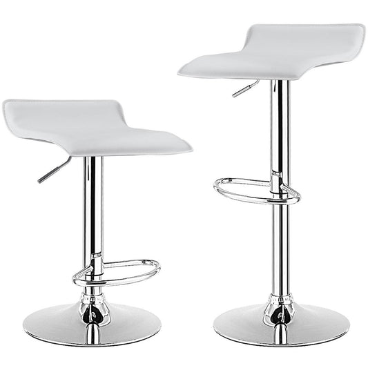 Giantex Bar Stools Set of 2 Adjustable Swivel Pu Leather Backless Stool with Air-Lift Handle, Footrest, Chrome Base, Modern Style for Living Room, Kitchen and Bar, Counter Height Pub Chairs(White)