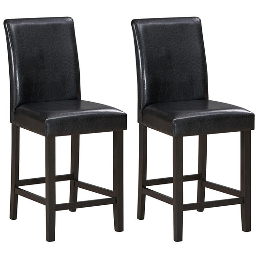 Giantex Leather Dining Chair Counter Height Bar Stools Set of 2 Barstools with Back 25 inch Height Bar Stool for Kitchen Island Extended Counter Dining Room