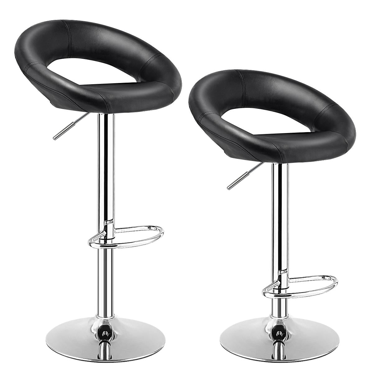 Giantex Set of 2 Bar Stool, Adjustable Swivel Stools w/PU Leather, Chrome Plated Footrest & Base, Backless Stools for Pub, Kitchen, Bistro, Black