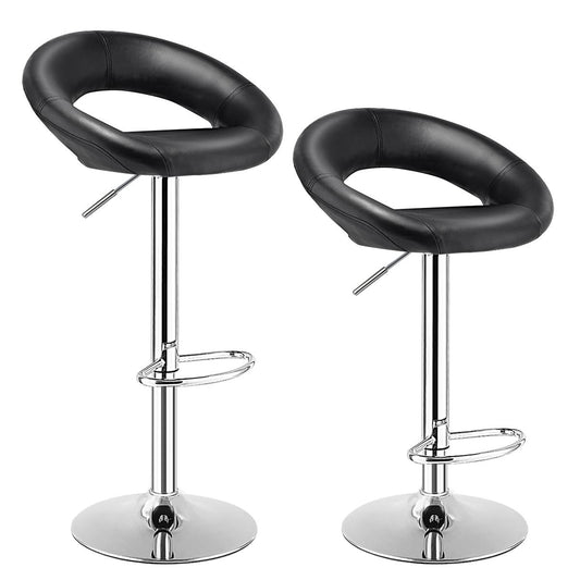 Giantex Set of 2 Bar Stool, Adjustable Swivel Stools w/PU Leather, Chrome Plated Footrest & Base, Backless Stools for Pub, Kitchen, Bistro, Black