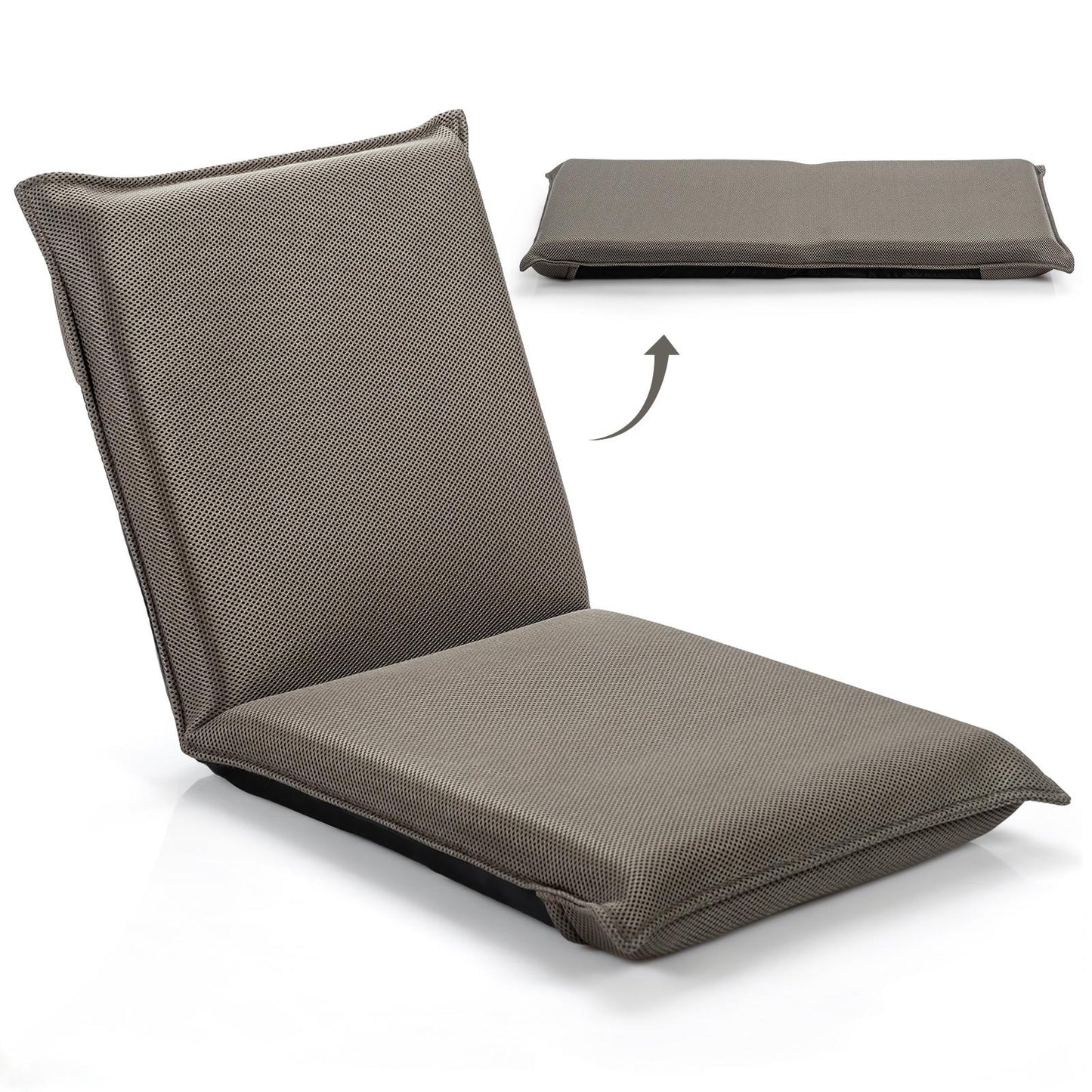 Giantex Adjustable Floor Chair, Cushioned Lounger Recliner with Comfortable Back Support and Thick Padding, Lazy Sofa for Reading Meditation(Grey)