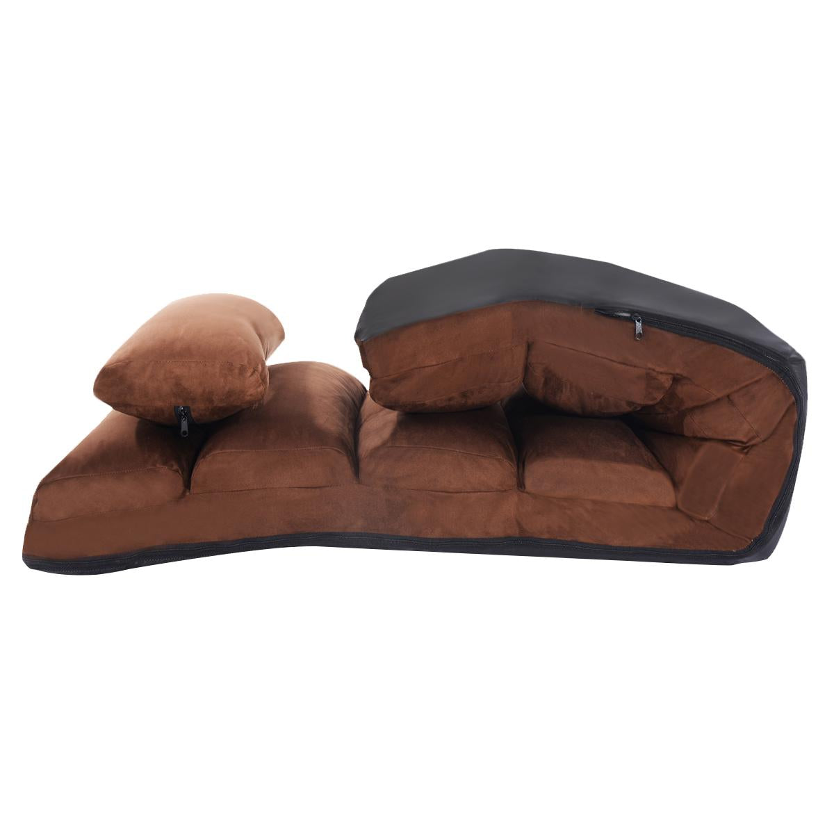 Adjustable Folding Lazy Sofa Chair, 5-Position Lounge Couch, Back Support, Foldable Floor Sofa Bed, Ideal for Gaming, Sleeping, Relaxing, Reading (Coffee)