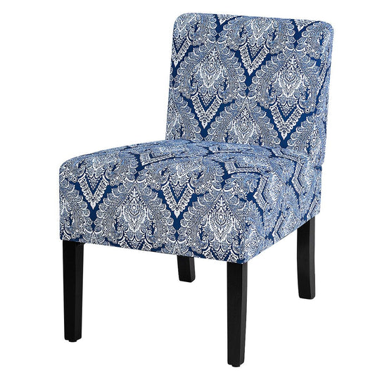 Modern Armless Accent Chair, Upholstered Sofa Side Chair, Soft Linen Fabric, Sturdy Structure, Ultra Wide Seat, Curved Backrest, Thick Sponge, Easy Assembly, for Living Room, Dining Room, Sapphire(1)