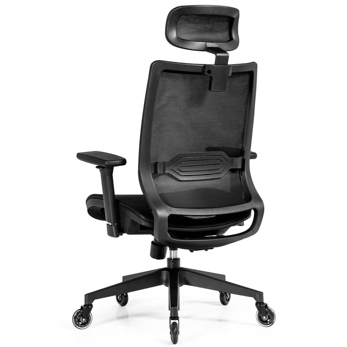 Giantex Ergonomic Office Chair, Mesh High Back Computer Desk Chair w/3D Armrest, Adjustable Lumbar Support, Headrest, Reclining Swivel Task Chair, Modern Rolling Executive Chair, Black
