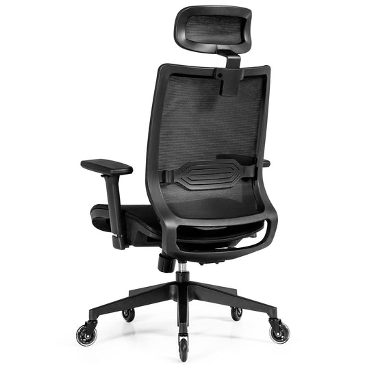 Giantex Ergonomic Office Chair, Mesh High Back Computer Desk Chair w/3D Armrest, Adjustable Lumbar Support, Headrest, Reclining Swivel Task Chair, Modern Rolling Executive Chair, Black