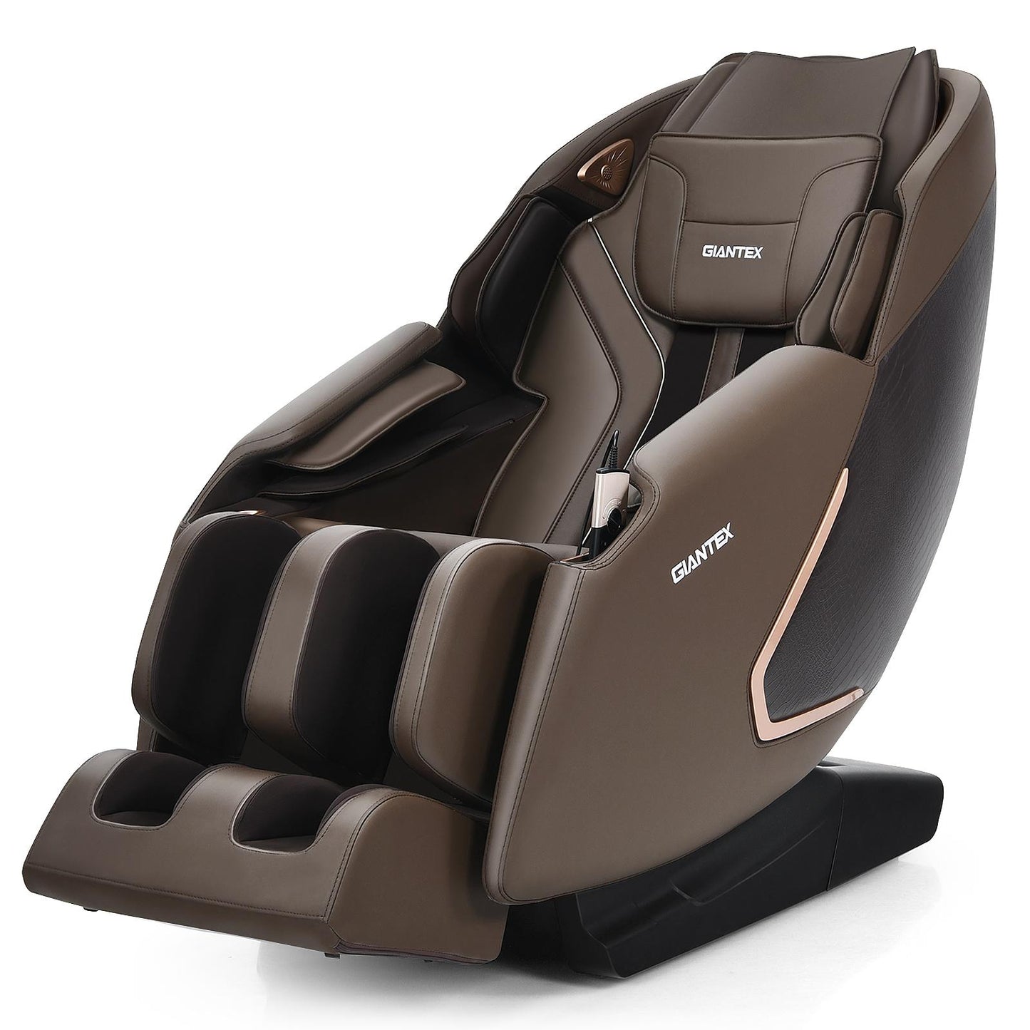 Giantex Full Body Massage Chair Recliner with Zero Gravity, SL Track, Foot Roller, Waist Heater, Wireless Speaker, Air Pressure, Electric Massage Chair, Shiatsu Massage Recliner, Brown