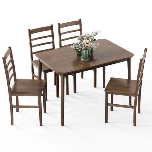 Giante 5 PC Kitchen Dining Table Set, Wooden Dining Room Set with 4 Chairs and 1 Table, Sturdy Construction & Easy Assembly, Modern Table and Chairs Set for Dining Room, Living Room, Kitchen