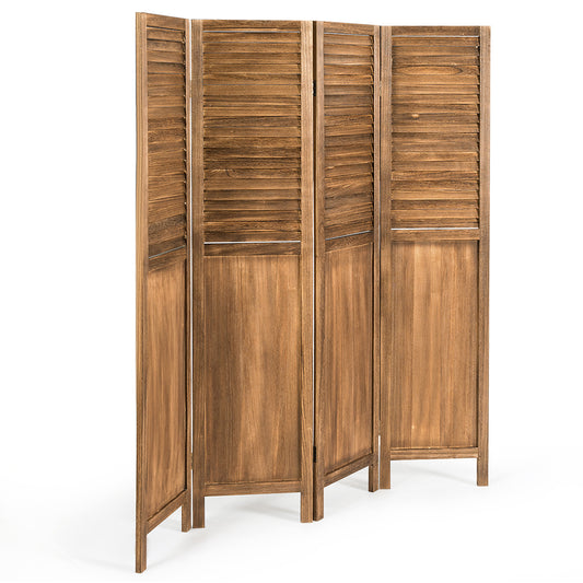 Giantex 4 Panel Wooden Room Divider, Portable Partition Screen, 5.6 ft Indoor & Outdoor Folding Privacy Screens for Home, Office, Garden